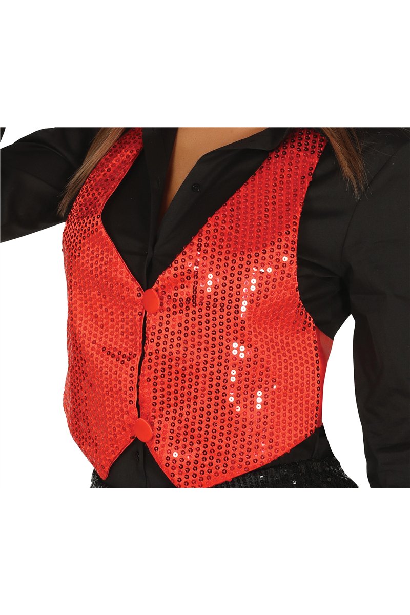 LADY RED SEQUINED WAISTCOAT
