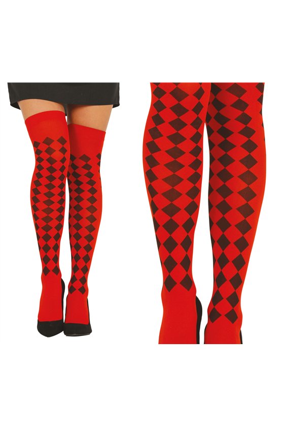 TIGHTS REDS WITH RHOMBS
