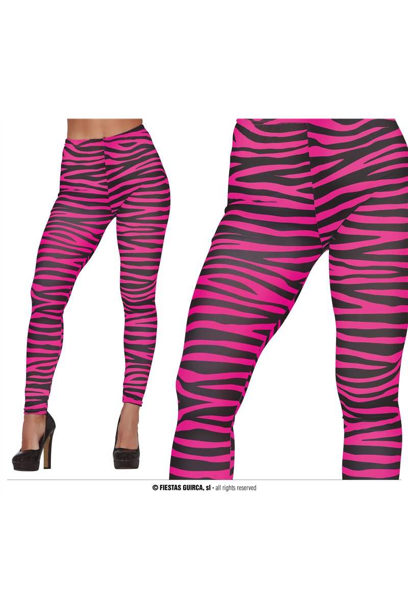 PINK ZEBRA LEGGINGS, ADULT, 38 - 40 (M)