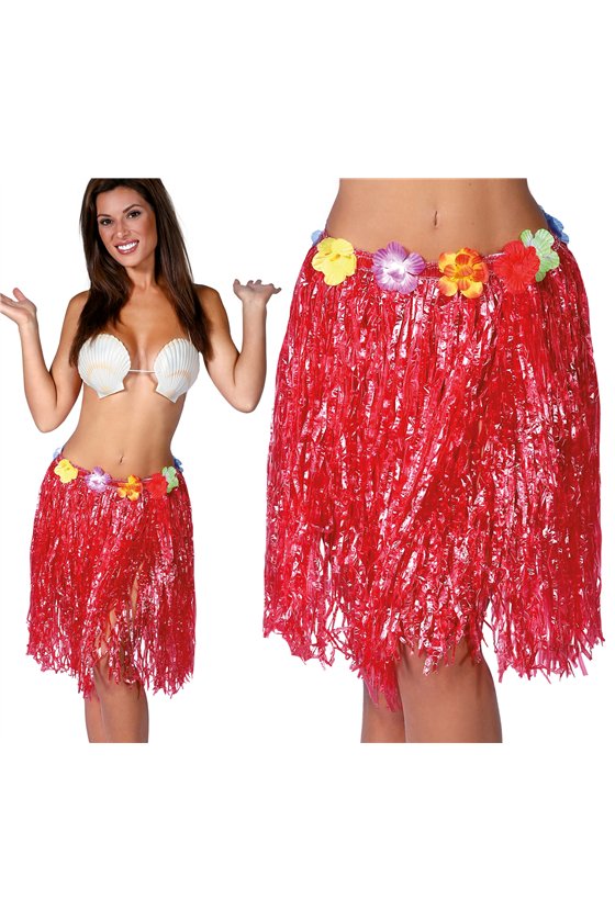 HAWAIIAN SKIRT FLOWERS 50 CMS.RED