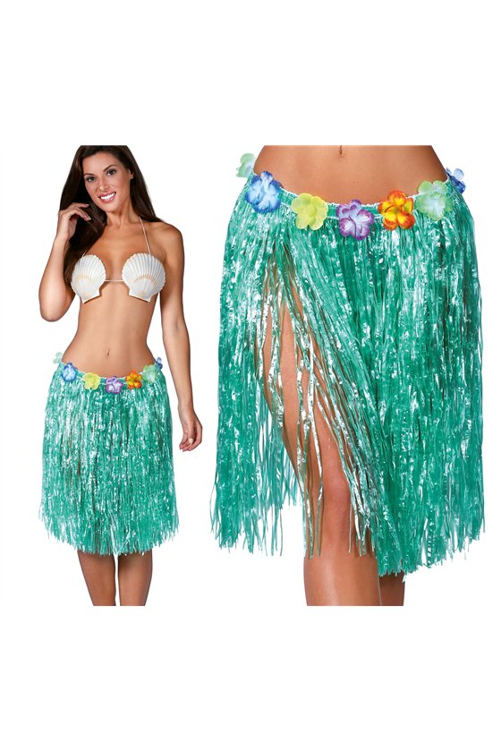 HAWAIIAN SKIRT FLOWERS 50 CMS.GREEN