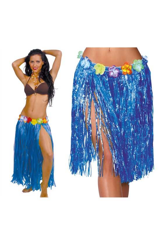 HAWAIIAN SKIRT FLOWERS 75 CMS.BLUE