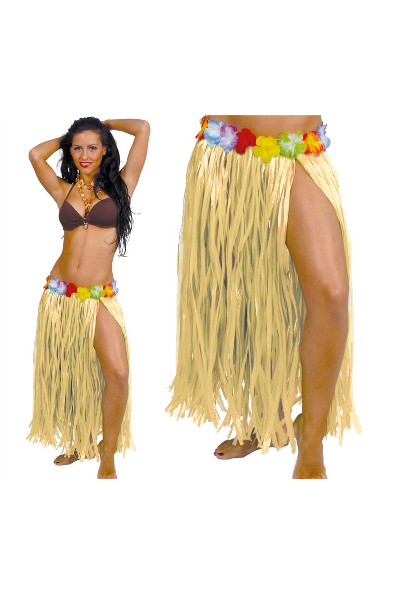 HAWAIIAN SKIRT FLOWERS 75 CMS.STRAW COLOR