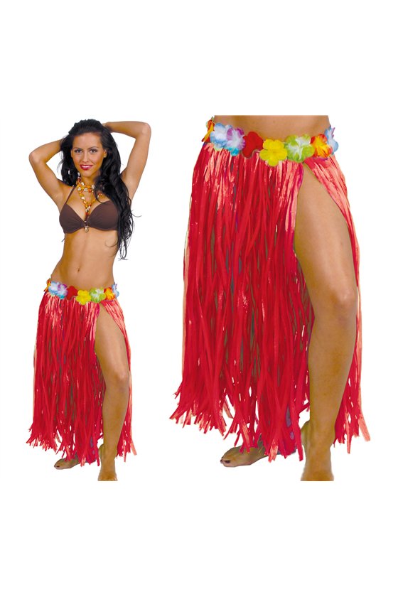 HAWAIIAN SKIRT FLOWERS 75 CMS.RED