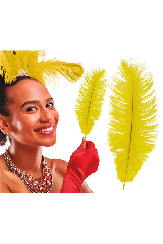 BAG 12 OSTRICH FEATHERS 30 CMS.YELLOW