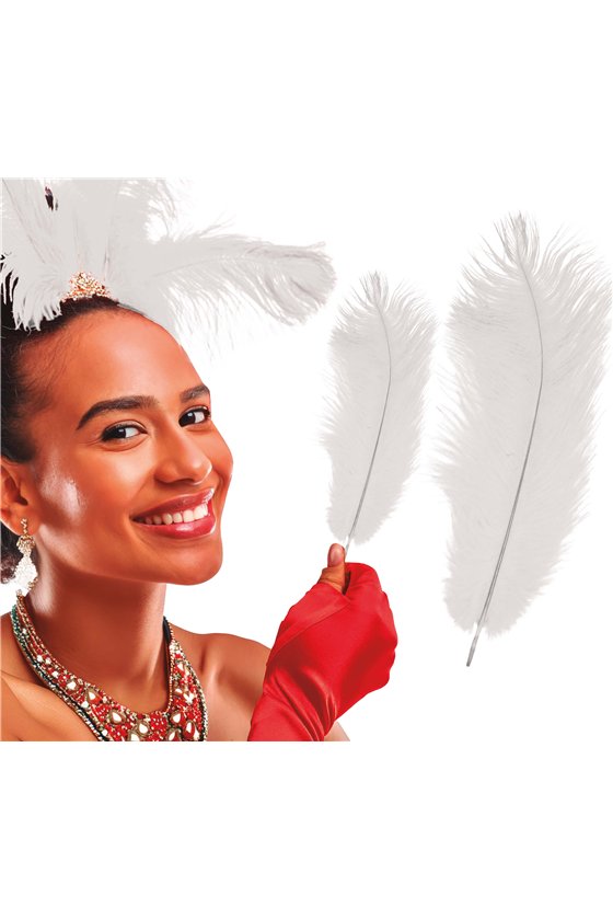 BAG 12 OSTRICH FEATHERS 30 CMS.WHITE