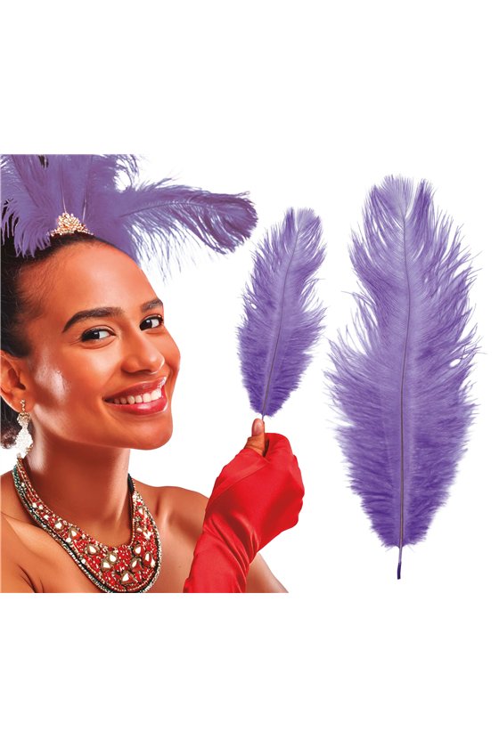 BAG 12 OSTRICH FEATHERS 30 CMS.LILA