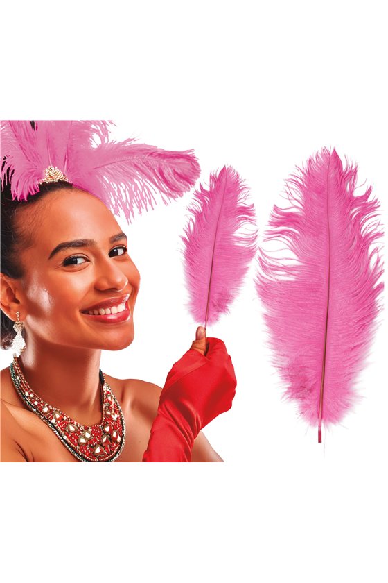 BAG 12 OSTRICH FEATHERS 30 CMS.PINK