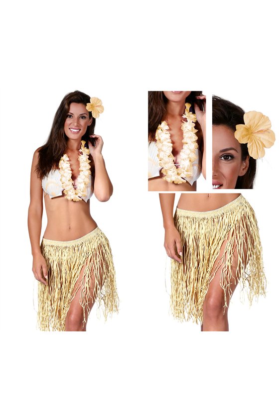 SET HAWAIIAN STRAW (3 PIEZAS )