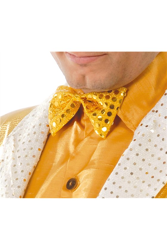 BOW TIE SEQUINED GOLD 11 CMS.