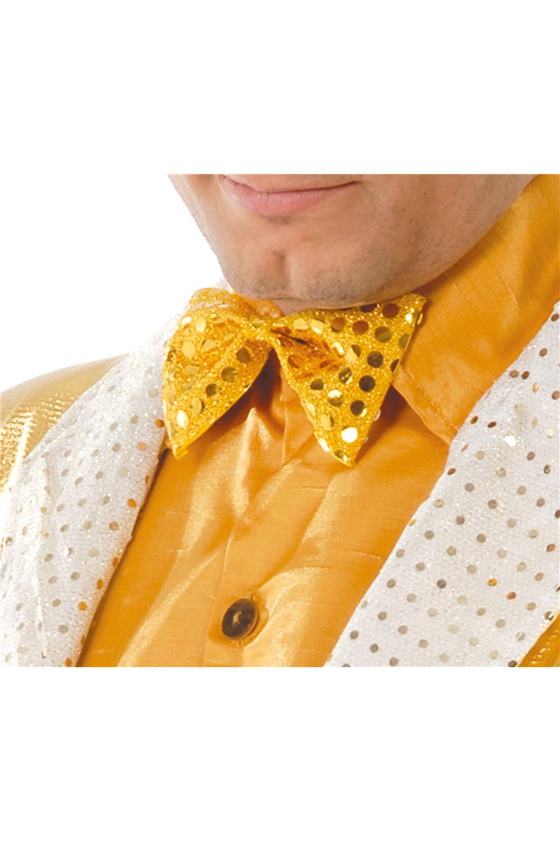 BOW TIE SEQUINED GOLD 11 CMS.