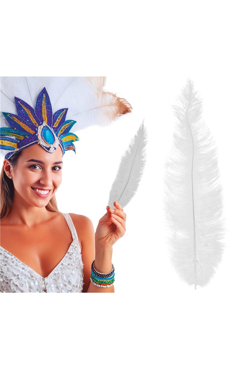 BAG 12 OSTRICH FEATHER WHITE BIG 40 CMS.