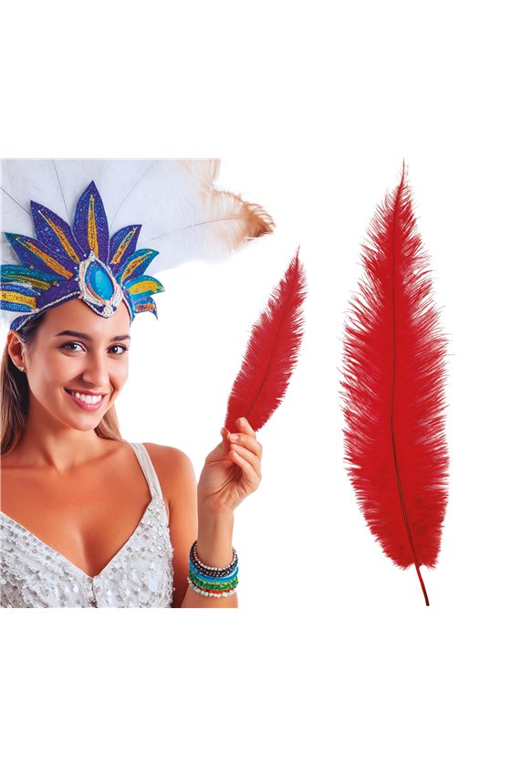 BAG 12 OSTRICH FEATHER RED BIG 40 CMS.