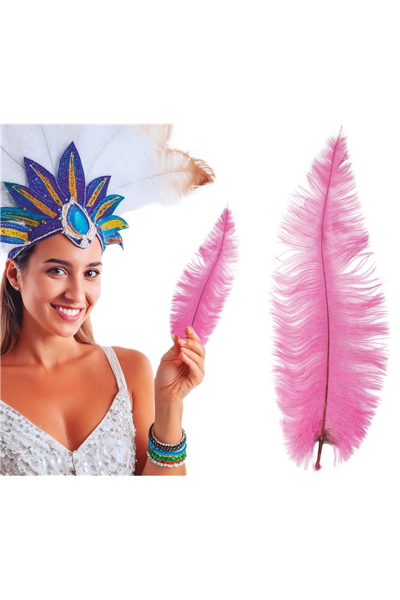 BAG 12 OSTRICH FEATHER PINK BIG 40 CMS.