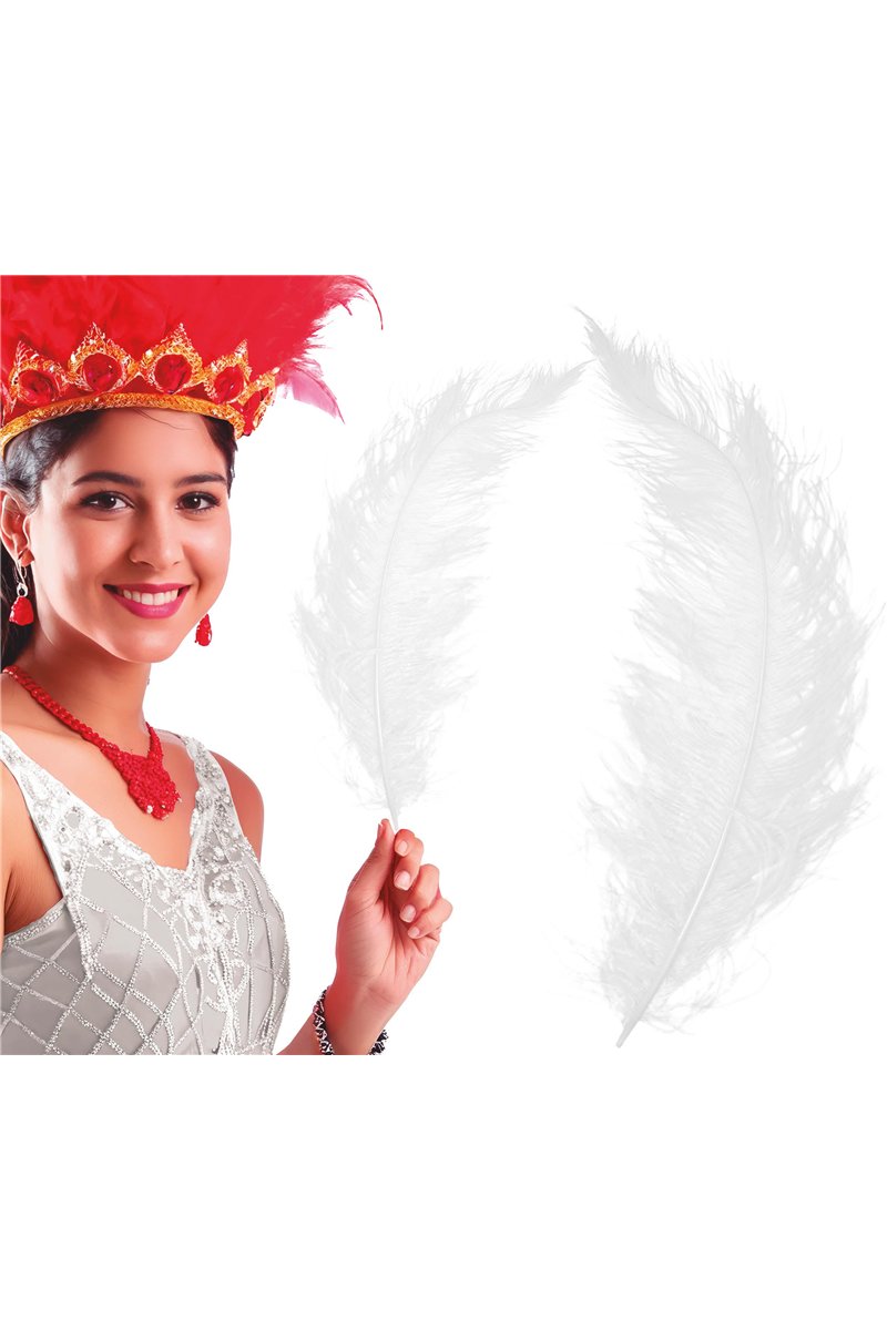 BAG 12 OSTRICH FEATHER WHITE GIANT 50 CMS.
