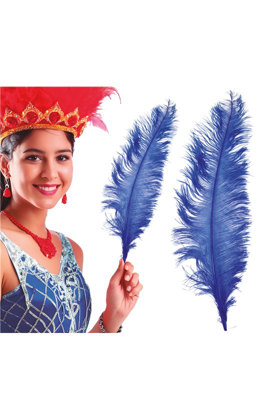 BAG 12 OSTRICH FEATHER BLUE GIANT 50 CMS.