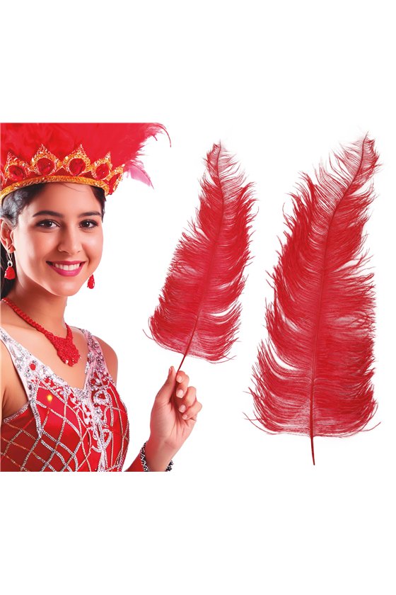 BAG 12 OSTRICH FEATHER RED GIANT 50 CMS.