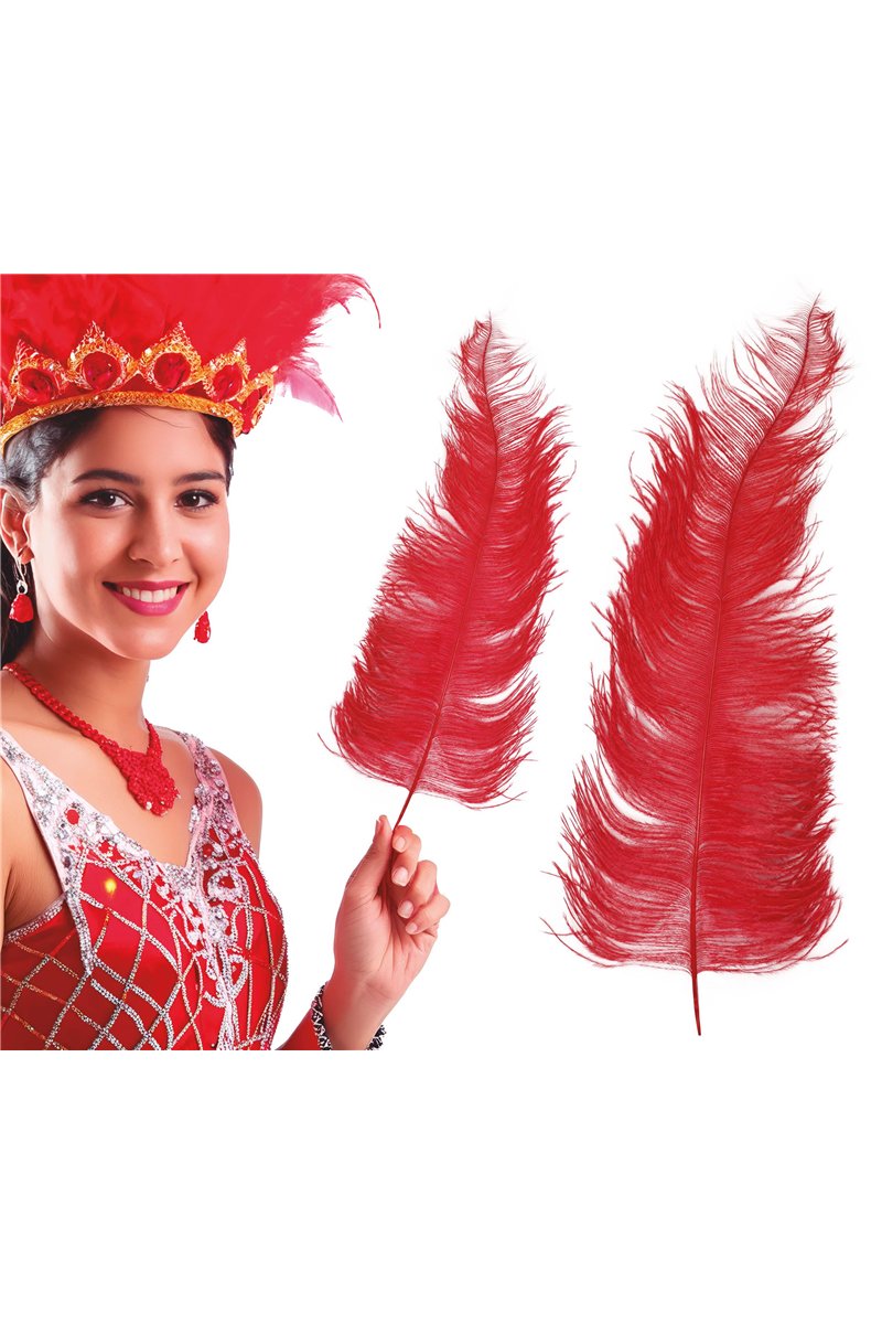 BAG 12 OSTRICH FEATHER RED GIANT 50 CMS.