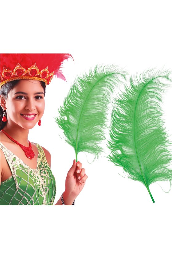 BAG 12 OSTRICH FEATHER GREEN GIANT 50 CMS.