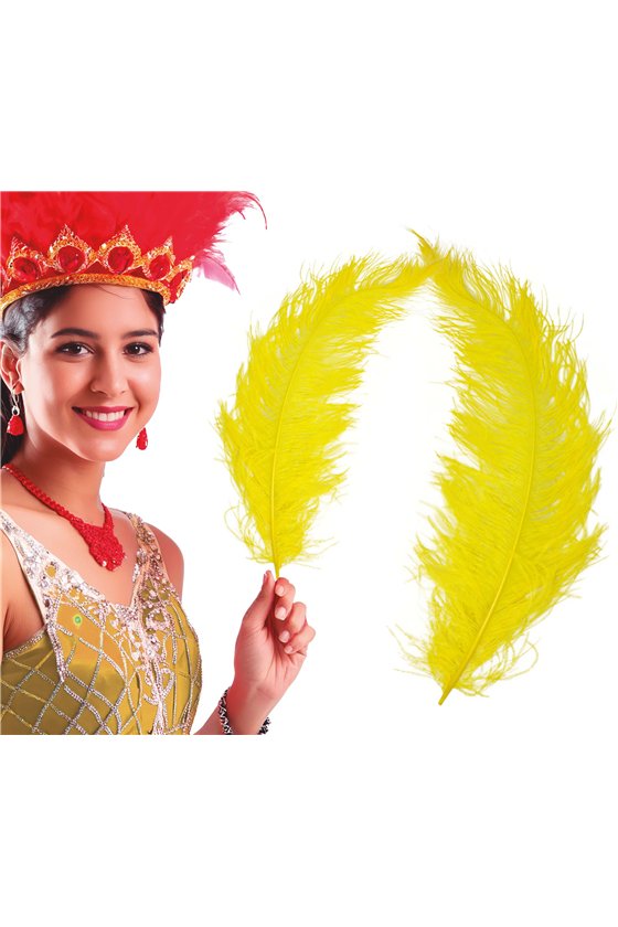BAG 12 OSTRICH FEATHER YELLOW GIANT 50 CMS.