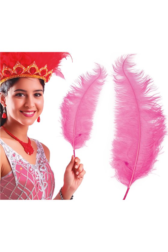 BAG 12 OSTRICH FEATHER PINK GIANT 50 CMS.