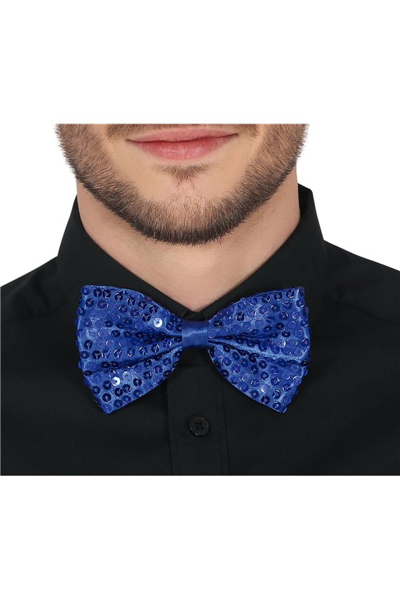 BOW TIE SEQUINS BLUE 12 CMS.