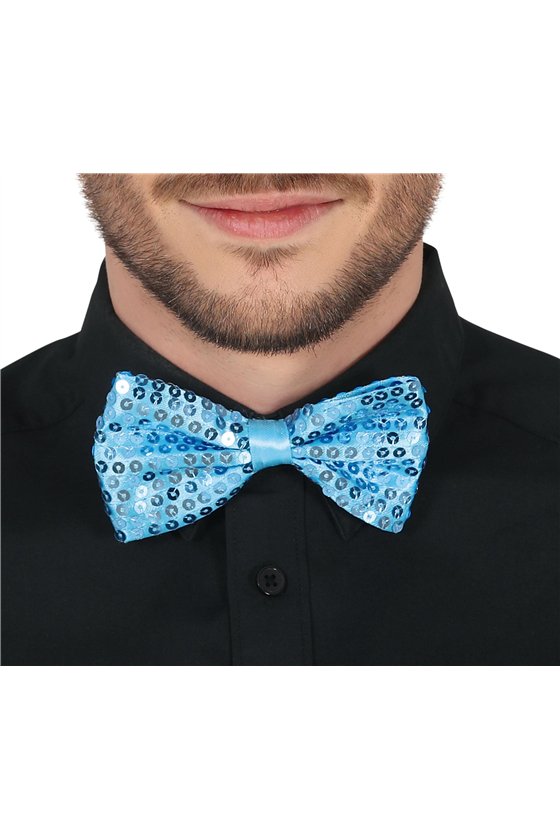 BOW TIE SEQUINS SKY BLUE 12 CMS.