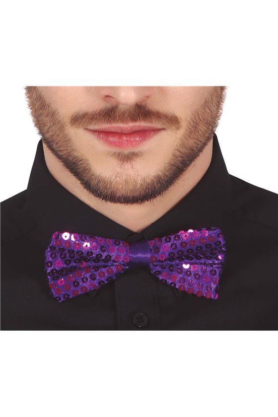 BOW TIE SEQUINS PURPLE 12 CMS