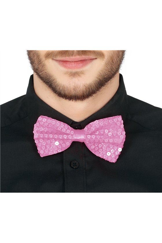 BOW TIE SEQUINS PINK 12 CMS