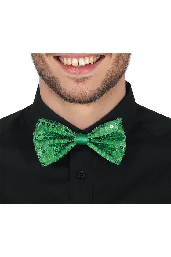 BOW TIE SEQUINS GREEN 12 CMS