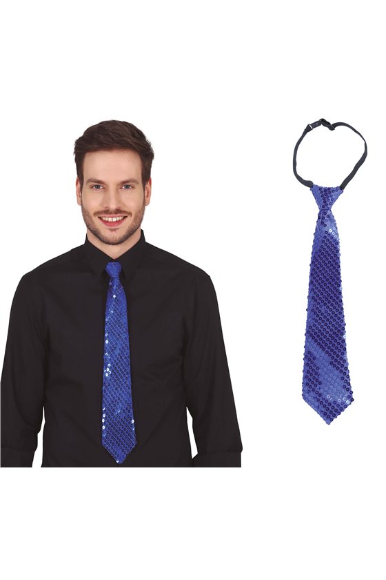 BLUE SEQUINS TIE 35 CMS.