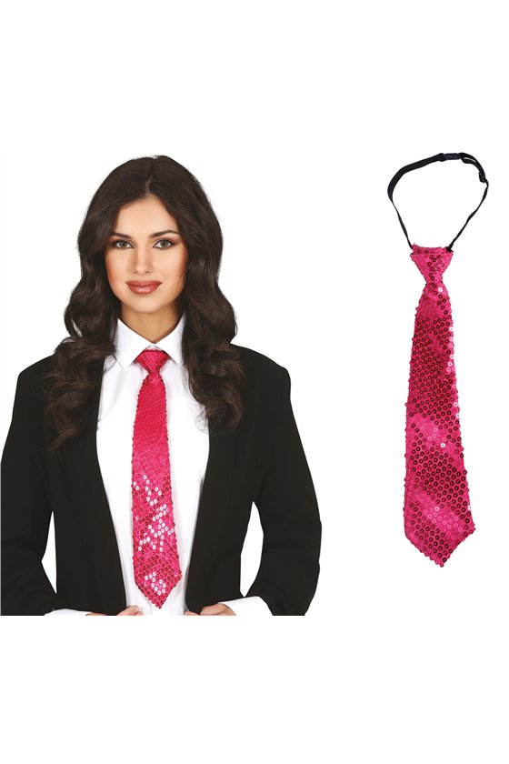 SEQUINS TIE FUCHSIA 35 CMS.