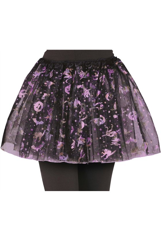 BLACK AND LILAC HALLOWEEN TUTU 30 CM, CHILDREN