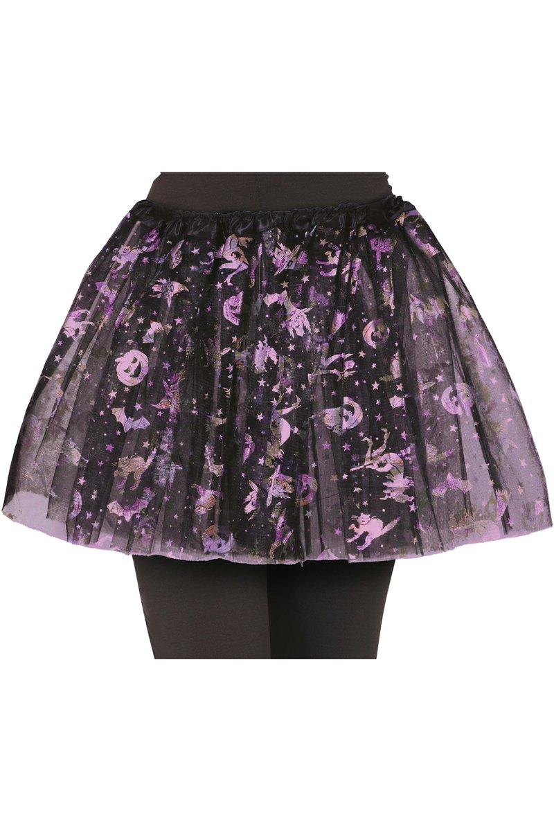 BLACK AND LILAC HALLOWEEN TUTU 30 CM, CHILDREN