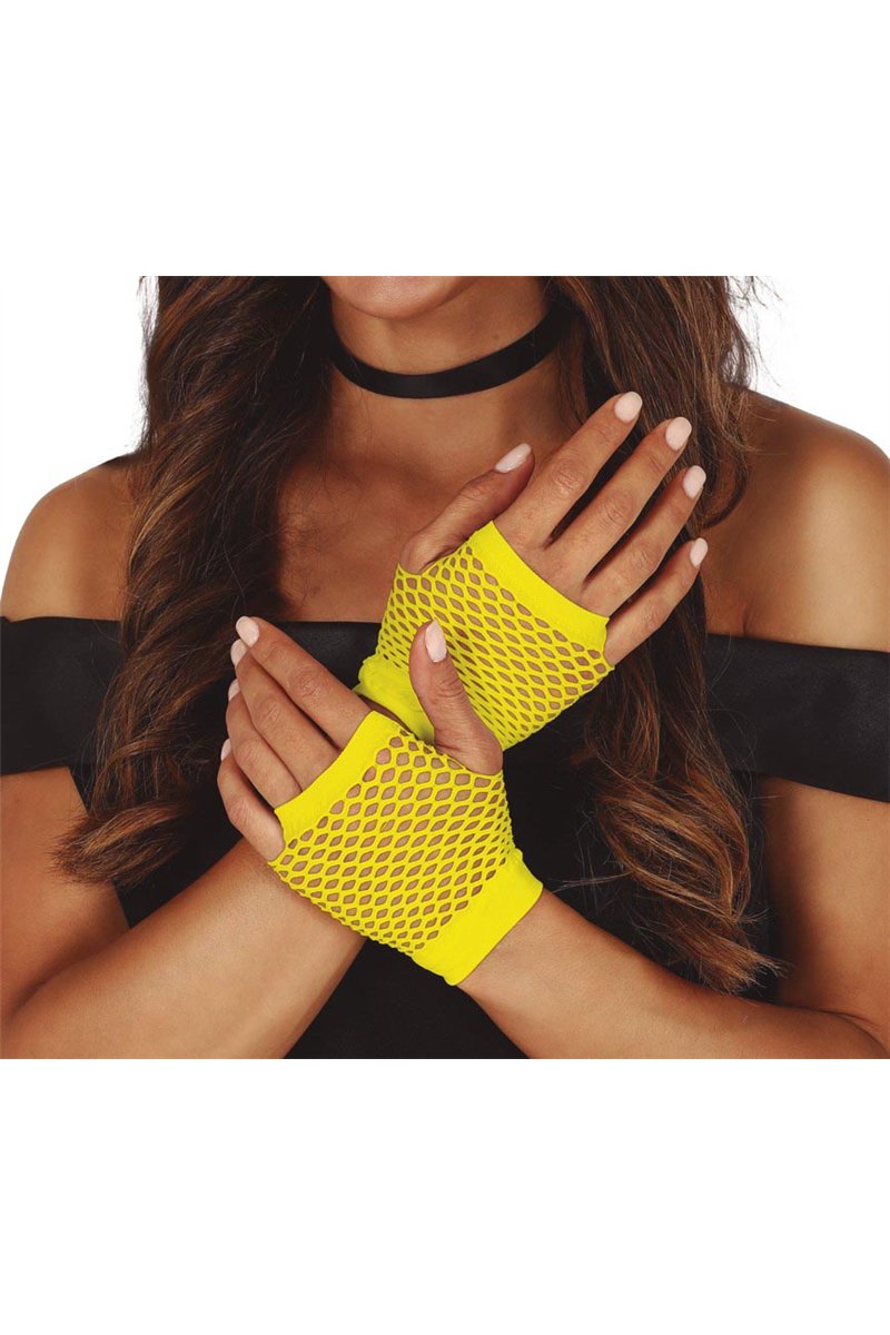 MESH GLOVES, 11 CMS., YELLOW NEON