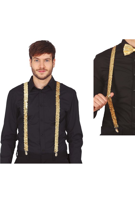 ADULT GOLD SEQUINS SUSPENDERS