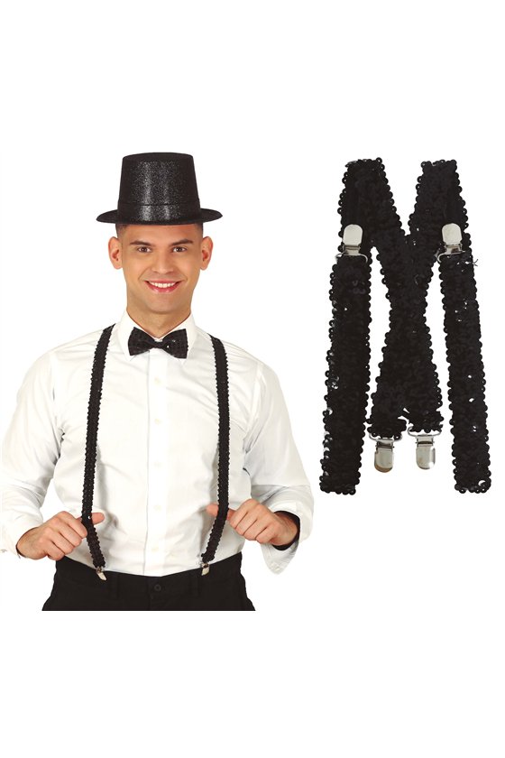 ADULT BLACK SEQUINS SUSPENDERS