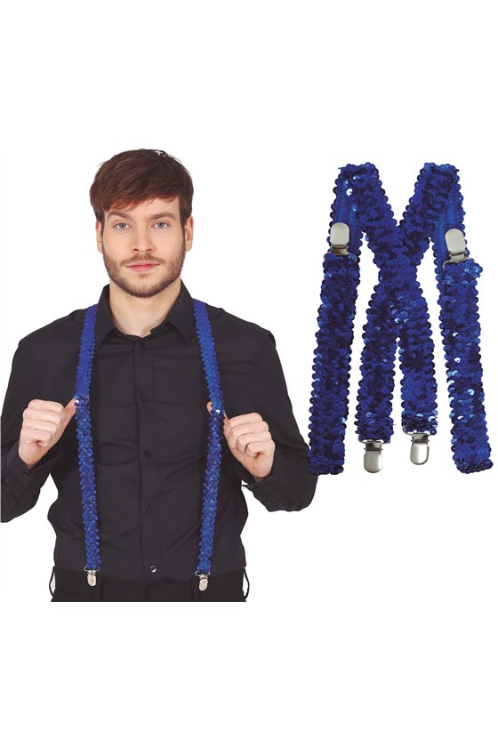ADULT BLUE SEQUINS SUSPENDERS