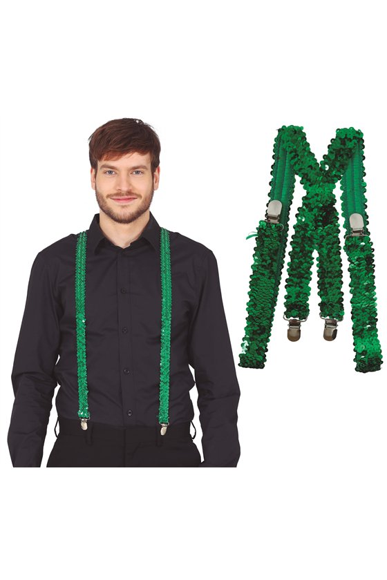 ADULT GREEN SEQUINS SUSPENDERS