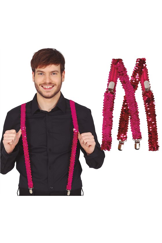 ADULT FUCHSIA SEQUINS SUSPENDERS