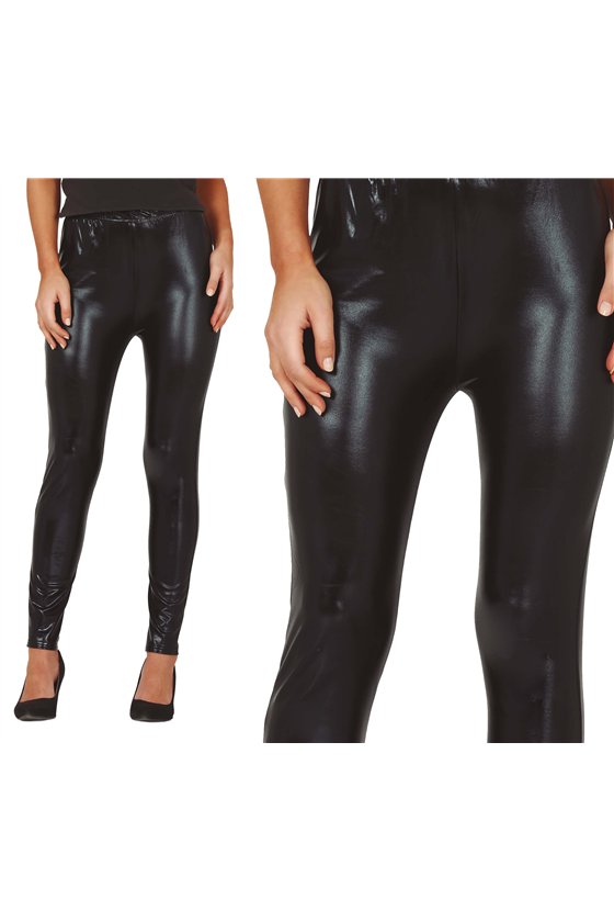 BLACK METALLIC LEGGINS