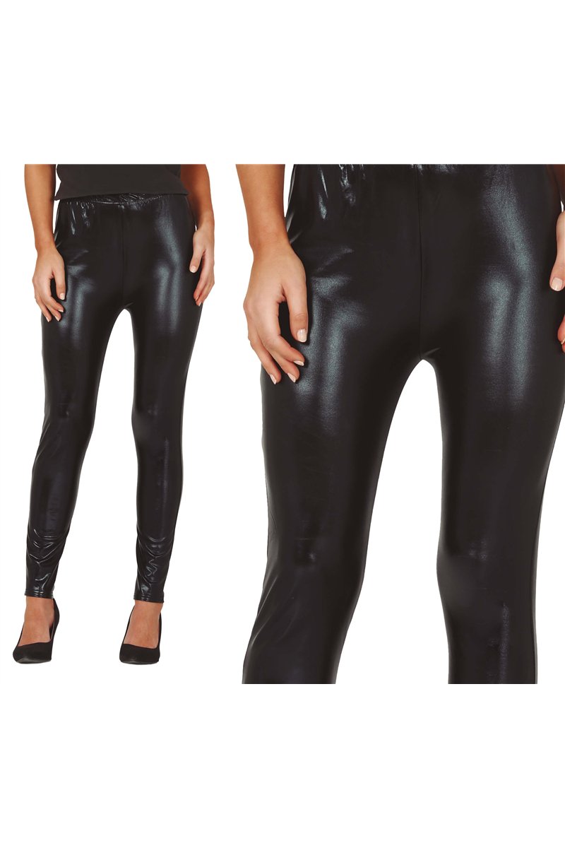 BLACK METALLIC LEGGINS