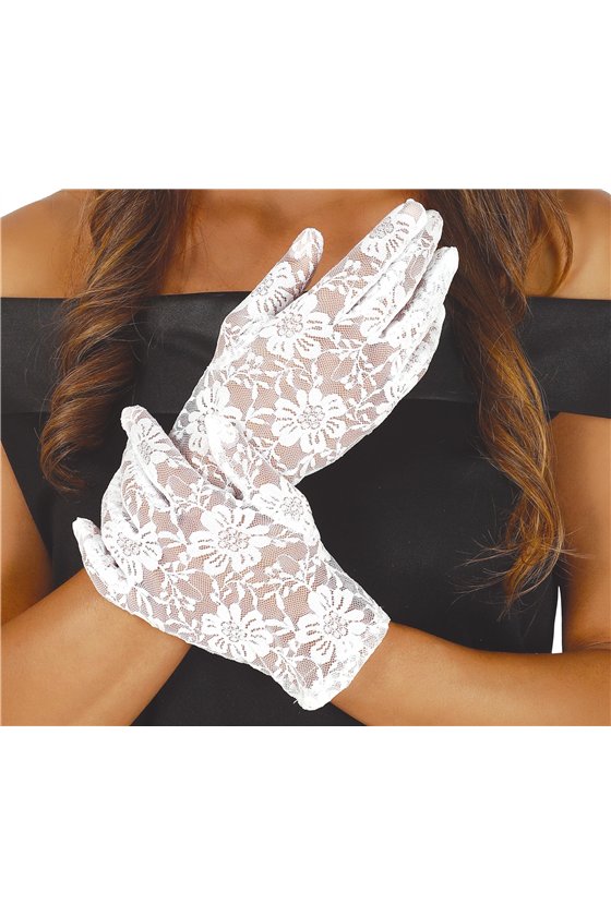 GLOVES, OPENWORK, 22 CM, WHITE 