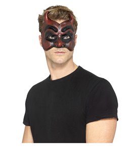 Masquerade Devil Mask, Latex, Red
