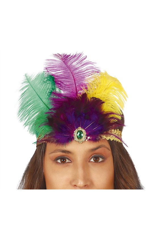 GOLD SEQUINS HEADBAND WITH FEATHERS