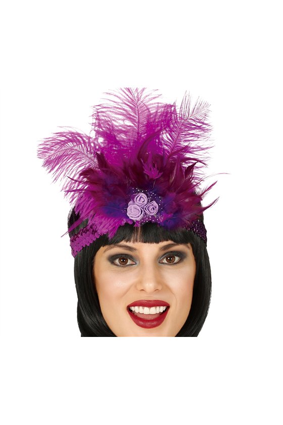 FUCHSIA SEQUINS HEADBAND WITH FEATHERS