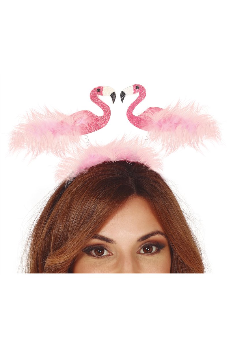 2 FLAMINGOS WITH FEATHERS HAIRBAND