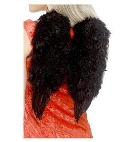 Angel Wings, Feathered, Black