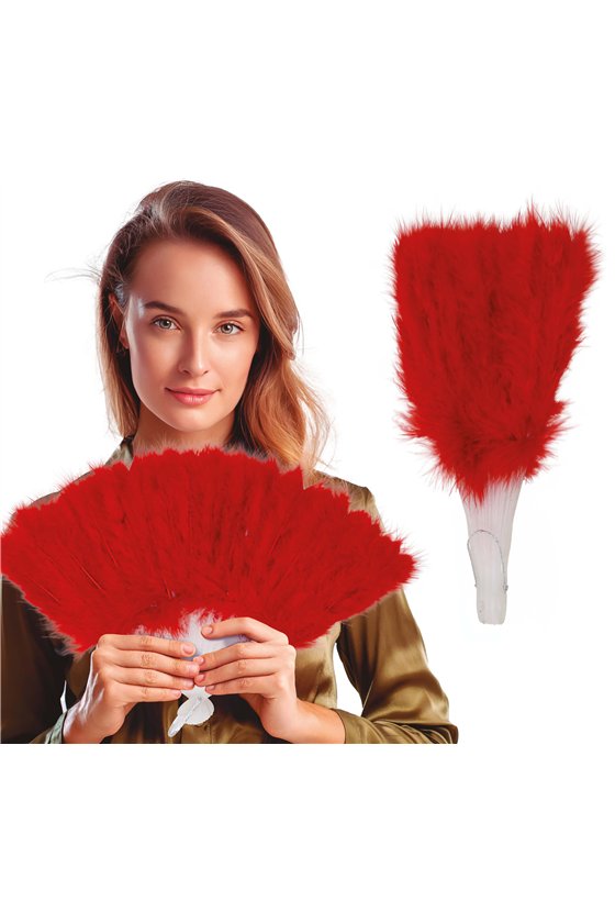 STRUT RED FEATHER FAN, 16 SHEETS