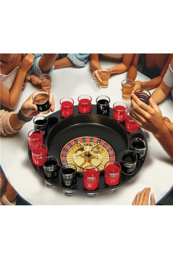 ROULETTE DRINKING GAME 29 CM, 16 GLASSES X 4.5 CM